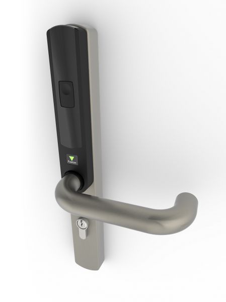 Contrôle d'accès sans fil et intelligent avec lecteur de badges ou de cartes intégré dans une poignée élégante – Net2 PaxLock
